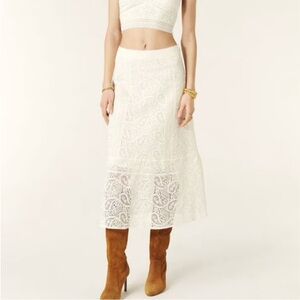 ba&sh White Asymmetrical Midi Skirt
